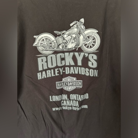 “Burning Rubber From The Beginning” Harley Davidson Tshirt Rocky’s London, ON - Picture 7 of 7